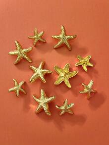 5 件/包金属海星形纽扣，简约百搭手工缝制纽扣，可用作服装袖口装饰