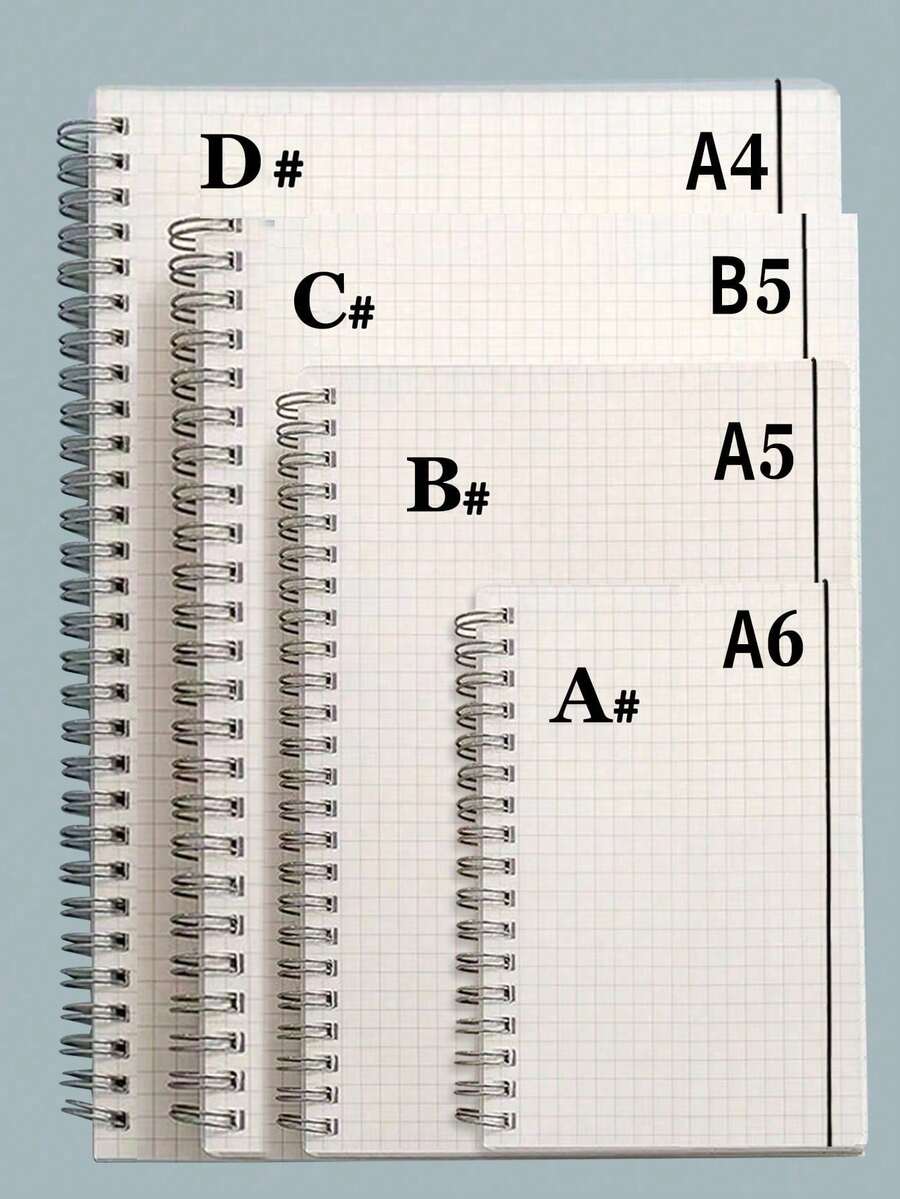 1 件/2 件/3 件 PP 封面螺旋笔记本，带金属线装订和背带，（粉色、黑色）带笔记本的文件夹，网格内页，简约，便携，防水，适用于学校和办公室学校用品，返校