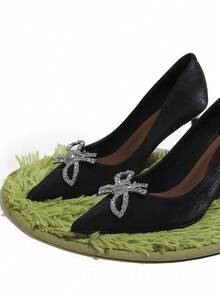 2 件时尚可拆卸金属蝴蝶结装饰，适用于女鞋、凉鞋、高跟鞋、多功能鞋夹，适合节日和所有季节 - 銀色 - 查看 3