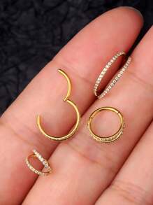 1 Piece/High-Quality Hypoallergenic 316L Stainless Steel Silver Nose Ring, Set With Zirconia, Sport And Running Anti-Loss Design, 16G Closed Hoop, Suitable As Jewelry Gifts For Boyfriend/Girlfriend.