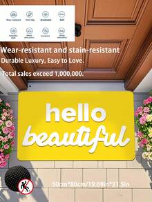 1 Piece Non-Slip Ultra-Absorbent Farman Velvet Bath Mat Soft Thickened Greeting Door Mat Area Floor Mat Indoor/Outdoor Entry Door Mat Area Rug Microfiber Polyester Bath Mat - Hello Beautiful Non-Slip Bathroom Carpet Back To School