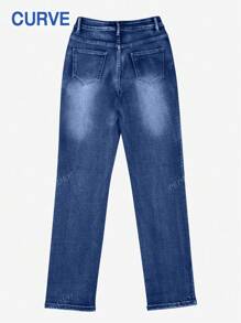 Plus Size Women Slim-Fit Versatile Street-Style Straight-Leg Jeans, Old Money Style, Back To School, Teacher, Fall, Capri Pants, Office Wear, Vintage, Mom Jeans, Summer, Bottoms, Denim, Business Casual
