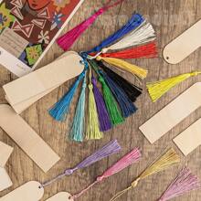 30pcs Blank Wood Bookmarks, DIY Painting Wooden Crafts Bookmarks, Wooden Pendants Rectangular With Round Corners (15 Bookmarks + 15 Tassels), Random Color Tassels, Suitable For Holiday Cards, Wooden Tags, DIY Painting, Back To School
