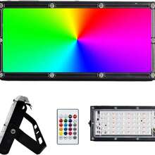 TIANLAI Reflector RGB 30W Multicolor con Control, Foco LED Reflector 30 Watts (300W) Reflector Led Exterior, Resistente Al Clima, Ahorro de Energía - Multicolor - Ver 1