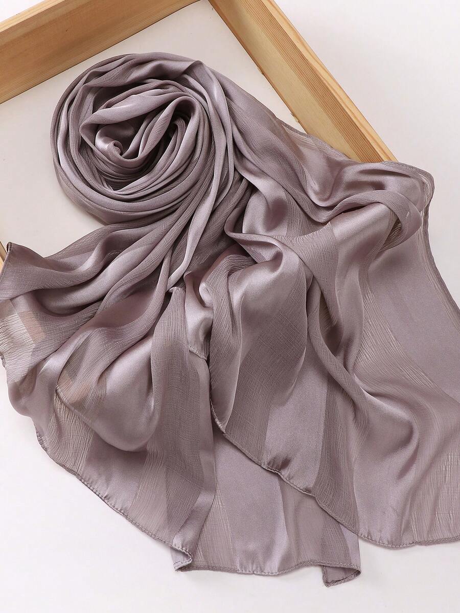 1 pieza Pañuelo de satén arrugado, unicolor, de moda y versátil, elegante para uso casual diario - polvo de ceniza - Ver 1