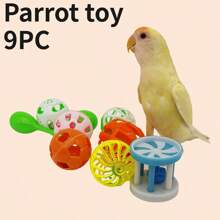 9 Pacotes Conjunto de Bola de Sino para Pássaros para Mastigação, Treinamento e Brincadeira, Brinquedo de Prêmio Colorido para Gaiola de Papagaio para Calopsita, Periquito, Jandaia, Patinhas Pequenas para Filhotes de Gatos e Cães, Cores Aleatórias