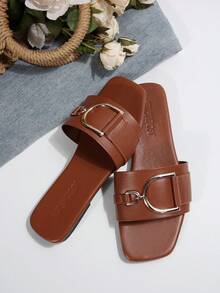 New Stylish Flat Sandals For Women - Brown - View 1
