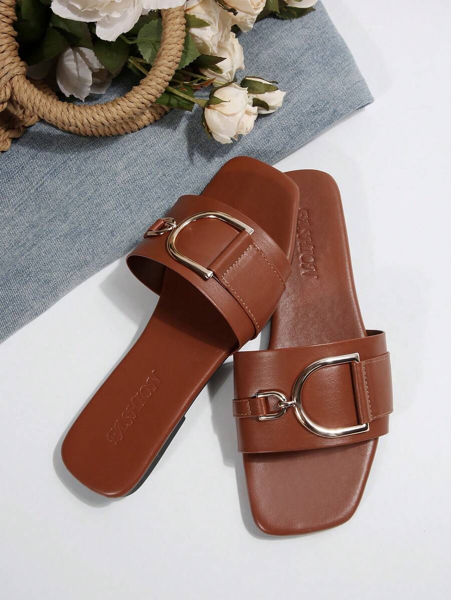 New Stylish Flat Sandals For Women - Brown - View 1
