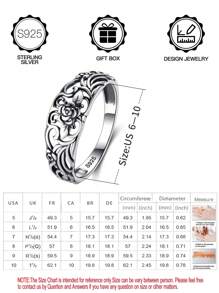 1pc S925 Sterling Silver Gothic Rose Thorn Design Ring For Women, Vintage Hollow Carved, Low Allergy, Suitable For Daily Wear, Wedding Proposal, Halloween, Valentine's Day, Mother's Day, Music Festival Gift, Comes With Gift Box