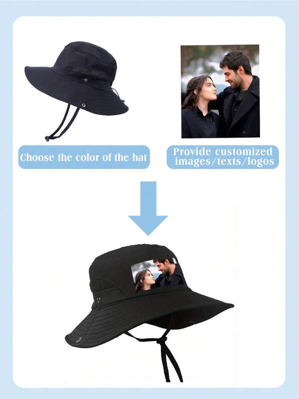 SRH 1 Stück personalisierter Fotobucket-Hut, Design, hoher UV-Schutz, ideales Geschenk für Paare, Familie, Freunde, Sommersportabenteuer, Camping-Ausrüstung, Urlaubsutensilien