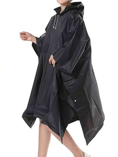 成人可重复使用雨衣一件装，加厚防水EVA材质，男女通用，带帽设计，多功能通用半透明雨衣，防风、速干、透气，EVA材质，抽绳连帽，适合徒步、露营、上学、办公、居家、旅行、返校用品、春夏必备、伴娘礼物、房间装饰、卧室装饰、海滩、度假等场合，可爱小物。