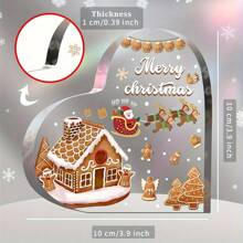 زخرفة عيد الميلاد القلبية المسطحة الأبعاد من الأكريليك - ديكور طاولة العطلات ، بدون حاجة للكهرباء ، مناسبة للمنزل والمكتب وكديكور هدية العطلات