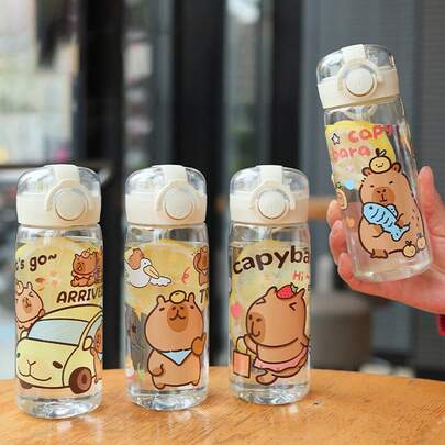 Garrafa de água portátil estética - Copo de Tritan de 400 ml com estampa floral e canudo combinando, copo a vácuo para mulheres, academia, escritório, viagens