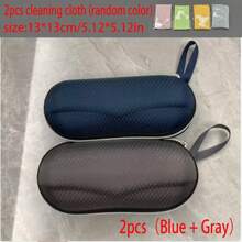 2 Peças Estojo Protetor para Óculos, Capa de Casca EVA com Zíper Rígido Resistente a Impactos, com Pano de Limpeza de Camurça Separado, Estojo para Óculos de Sol Esportivos com Alça, Bolsa Portátil para Óculos, Unissex