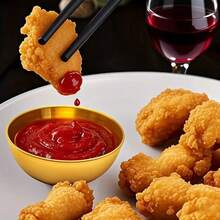 奢华金色酱料碟 酱料碟 寿司酱料碟 优质不锈钢迷你独立酱料碗 圆形调味碟 适用于寿司/墨西哥卷饼/炸薯片 开胃菜盘 即食拼盘配件 圣诞节/感恩节/新年/派对/自助餐/餐饮用品,学校用品