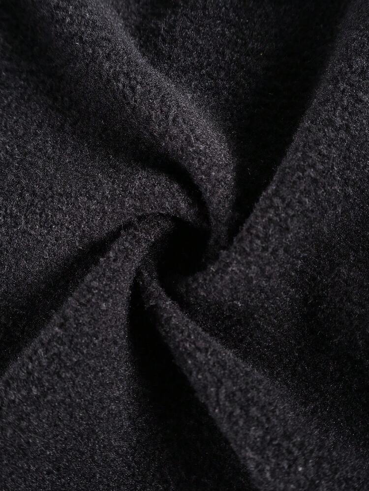 男士哥特图案连帽卫衣，微弹修身水洗复古保暖棉混纺黑色长袖拉链连帽衫，休闲日常校园季外套 - 黑色 - 查看 5