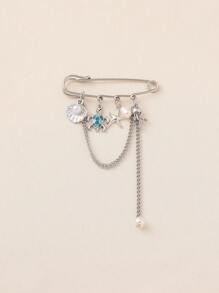 1pc Multi-Functional Brooch Pin, Turtle, Shell, Sea Star, Jellyfish, Hat, Cactus, High Heel Design, Fashionable Clothing Accessory