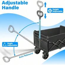 Wagons Carts Carro plegable con ruedas carro de playa con ruedas para arena deportes camping comestibles color negro - Negro-azul002 - Ver 6