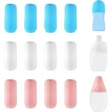 OT-NVWOZR 12 Stück Auslaufsichere Hüllen für Reisebehälter, Reise-Flaschenhüllen aus Silikon, Elastische Hüllen zum Auslaufenschutz, Wiederverwendbare Toilettenartikel für Shampoo, Duschgel (Mehrfarbig, Toilettenartikel)