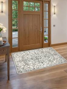 1 szt. dywanik w stylu boho vintage, zmywalny, odpowiedni do sypialni, beżowy dywanik do salonu, miękki, antypoślizgowy, nie gubiący włosia dywanik z imitacji wełny z kwiatowym motywem do przedpokoju, do kuchni, na stół jadalny, dywanik kuchenny, mata kuchenna, dywanik kuchenny, wycieraczka, mały dywanik, dywanik, dywanik, mata podłogowa, dekoracja wnętrz, dywanik, mata zewnętrzna, dekoracja wnętrz, dywanik, dywanik do sypialni, zmywalny dywanik - Wielokolorowe - Zobacz 5