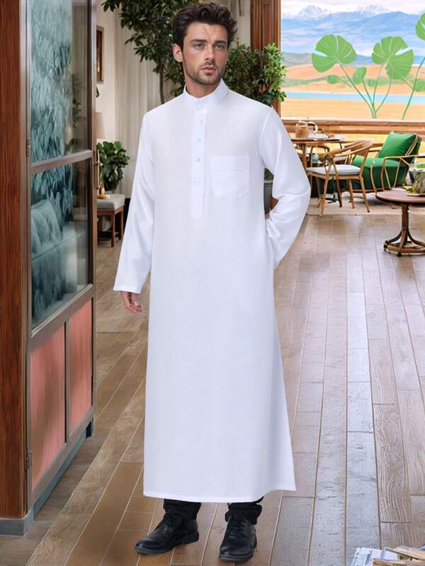 Hochwertige lässige traditionelle arabische Robe für Herren, aus komfortablem und atmungsaktivem Stoff, geeignet für Eid Al Fitr, Hochzeiten und den täglichen Gebrauch in verschiedenen Größen und Farben
