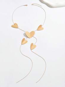 1 pieza Collar elegante y minimalista con cadena con forma de corazón y flecos, adecuado para uso casual, de fiesta o diario de las mujeres
