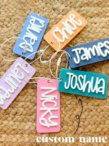 Personalized Retro Name Acrylic Keychain,Backpack Name Tag, Custom Lunchbox Name Tag, Luggage Tag,Multi-Functional,Ornamental,Letter,Stylish,Modern,Colorful,Cute,Adorable,Casual,Custom,Personalised,Unique,Customized,Ideal Gifts For Him,Ideal Gifts For Her
