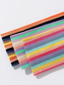 1 buc. Bandă de păr moale antiderapantă pentru femei, cu imprimeu cu dungi curcubeu la modă, accesoriu de păr elastic pentru sport și yoga, versatilă pentru purtare zilnică, accesorii de păr la modă, bentițe clasice de păr, bandă de păr