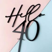 1pc/3pcs/6pcs/12pcs Black Acrylic Hello18/21/30/40/50/60th Birthday Cake Topper For Birthday Party Cake Dessert DIY Decoration Supplies