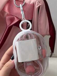 Portable Transparent Cable Storage Bag, Mini Zipper Storage Bag, Compact Multi-Function Storage Bag, Earphone And Charger Case With Keychain, Bracelet Bag, Cosmetic Bag Transparent Travel Accessories School Supplies, Back To School College Students - Electronic Accessories Bag For Travel And Daily Use Cable Organizer - Multicolor - View 5