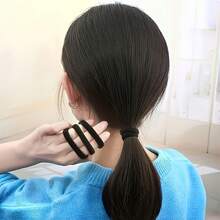 男士女士黑色发带女孩发带高弹力橡皮筋发带 - 黑色 - 查看 9