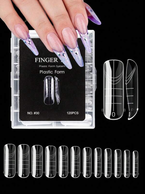 120 ovale transparente komplette Nagel Modelle, 12 Größen Acryl mit Skala vollständig bedeckt verlängerte Nagel Modelle, wiederverwendbare Nail Art für Nagelsalons und Selbermachen