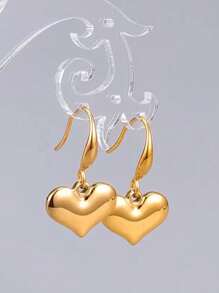 1 Set de joyas de acero inoxidable de moda que incluye un collar con dije de corazón brillante, pulsera y aretes, adecuado para conjuntos de oficina o de viaje al aire libre para mujeres