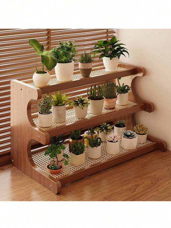Premium Atmosphärischer Abschied vom Durcheinander Holz Trapez-förmiges Rattan Kunststoff Regale, geeignet für Grünpflanzen, Fensterbank, Balkon, Blumenständer, mehrstöckiges Ablageregal, mehrstöckiger Becher Regal, flexibler Multi-Purpose Schreibtisch Organizer, mehrstöckiges Aufbewahrungsregal, Bücherregal, für Küche/Büro, Becherhalter, Haushaltsartikel, Aufbewahrungsregal