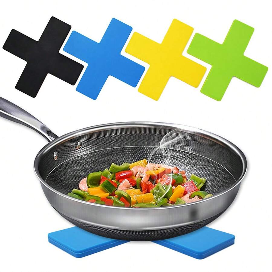Silicone Heat-Resistant Pot Mat, Thickened Cross-Design Anti-Scald Pot Holder, Heat-Insulating Table Placemat - Multicolor - View 1