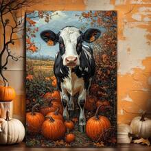 1 PAC Wall Arts ,Posters ,Halloween Cows And Pumpkins, Mural Home Decor, Horror Style Paintings, Ghosts, Castles, Pumpkins, Witches, Knights, Living Rooms And Bedrooms, Waterproof, High-Definition Printing, Holiday Party Decorations, Holiday Art Gifts Halloween Decor Fall Decor Room Decor