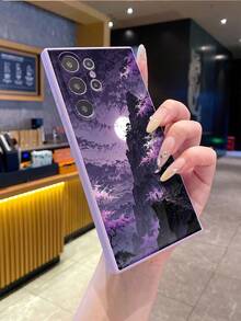 1 件优质山月图案紫色直边精密镂空防震标准手机壳，适用于 16/16e、Redmi、Infinix、Vivo - 紫色 - 查看 10