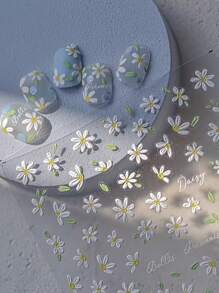 1 pieza Pegatinas de margarita de primavera frescas y sencillas, calcomanías románticas con brillo de crisantemo en relieve, regalos de vuelta a la escuela