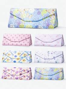 1 pieza Estuche plegable de gafas con estampado colorido, adecuado para mujeres con vida activa