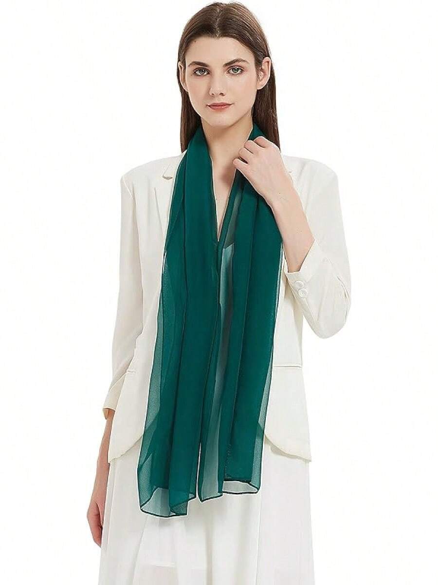 2025PANTONIGHT Long Chiffon Sheer Scarf For Womens - 712 Green - View 1