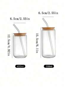 1pc 550ml Or 400ml Clear Straw Bottle, Modern Glass Coffee Cup For Home, Office
