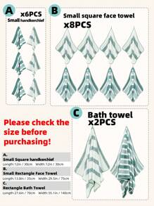 16pcs Towel Set | [6pcs Face Towels + 8pcs Hand Towels + 2pcs Bath Towels] | Fashionable Luxury Mixed Towel Set, Super Soft Coral Fleece Material, Highly Absorbent, Quick Dry, Non-Fading, Skin-Friendly, Unisex, Household, Daily Essential, Suitable For Bathroom, Kitchen, Home, Restroom, Swimming, Travel, Valentine's Day Gift, Etc. Sizes: 11.81x11.81inch/30x30cm, 13.78x29.53inch/35x75cm, 27.56x55.12inch/70x140cm Back To School For Beauty Salon Home Bathroom