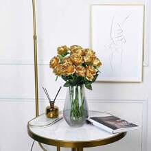 30 Artificial Roses, Gold Rose Artificial Flowers Fake Roses For Decoration DIY Wedding Bouquet Centerpieces, Bridal Shower Valentine's Day Decorations, Baby Shower Decorations, Home Decorations Outdoor Indoor Decorations, Vase Flower Decorations, Flower Arrangements, Table Centerpieces, Home Decorations Christmas Decorations Room Decor Christmas