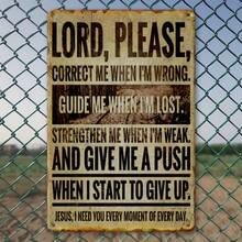 1 件复古金属墙标“主啊，请” - 防锈、耐候宗教装饰，适合家庭、车库、门廊、咖啡厅、俱乐部 - 室内/室外使用，适合所有场合的完美礼物（帆布包裹），2D 平面，非常适合房间装饰，随机孔样式 - 彩色 - 查看 4