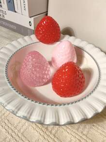 1pc Red Strawberry Squeezy Stress Ball, Soft Silicone-Like Texture, High-Quality Handmade Anti-Stress DIY Squeeze Toy