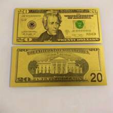 Creative PVC Dollar Gold Foil Crafts Collection Decoration Gift 1 Piece Props Commemorative Banknote 1 Piece Handmade, Creative Interlocking Toys, Toys For Adults And Teenagers, Needlework, Blue Blind Box Classroom Kpop Stickers