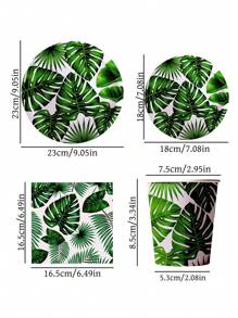 10 Stücke Hawaii Hawaiianisches Bankett Teller und Servietten Party Zubehör Tropisch Palmen Blatt Besteck Set Sommerthemen Party Dekorationen für Geburtstagsfeiern, Sommerstrand Partys, Hawaiianische Partys