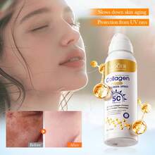 SADOER SPF50 PA+++ 胶原蛋白抗皱美白防晒喷雾，轻盈不油腻，保湿防水，面部防晒，旅行、露营、徒步、登山、户外活动、海滩、夏季护肤的理想之选，送给女性和女孩的礼物（非加压式，手动泵喷头） - 彩色 - 查看 5
