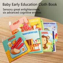 1 pièce Livre d'activités en tissu pour bébé, livre en tissu anglais avec papier froissé, jouet éducatif pour le développement des tout-petits de 1 à 3 ans