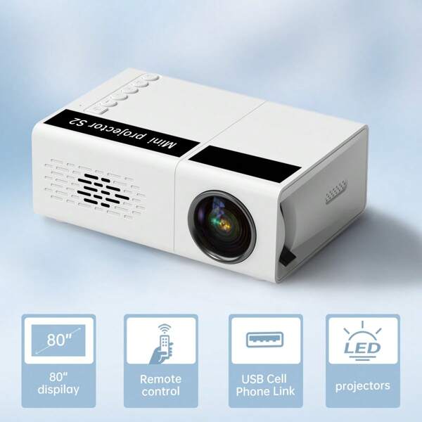 New Mini Home Theater High-Definition Projector, Support Smartphone Screen Sharing, Compatible With Smartphone/USB Interface, Suitable For Indoor, Office Use.